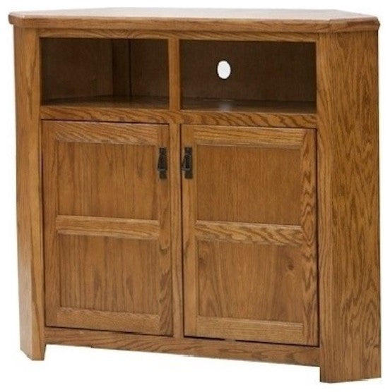 Tall Mission 50" Wide Corner TV Console, Soft White Oak
