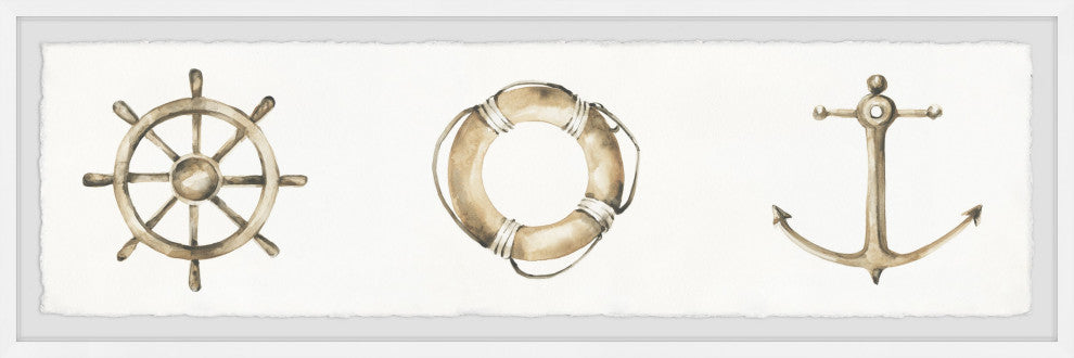 "Sailing Symbols" Framed Painting Print, 45x15