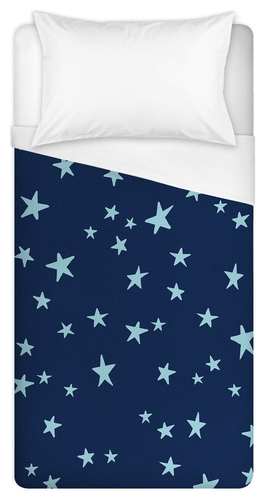 Blue Star Pattern Twin Brushed Poly Duvet Cover