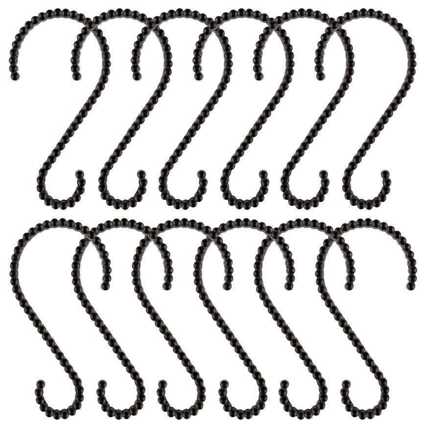 Utopia Alley Shower Hooks - Shower Curtain Rings for Bathroom, Set of 12, Black