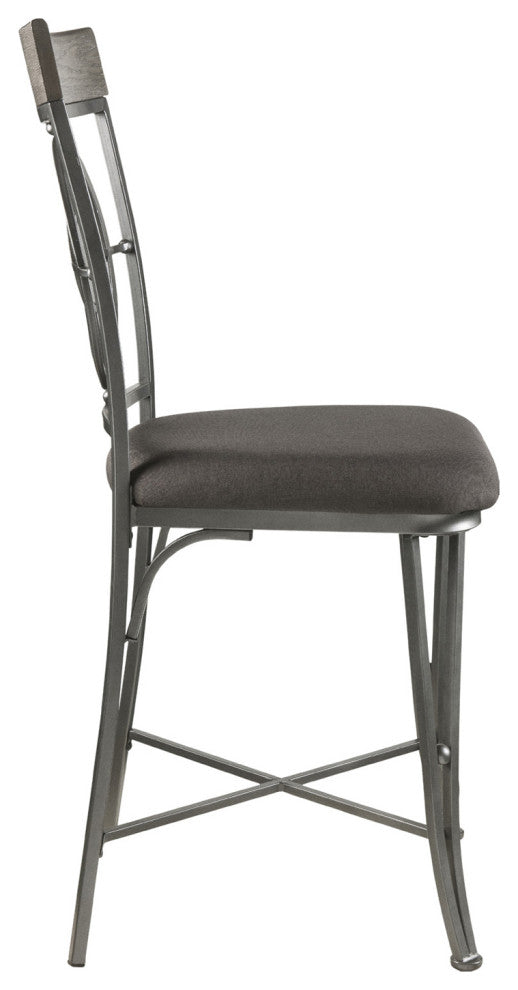 Set of 2 Fabric Counter Height Chair, Gunmetal Finish