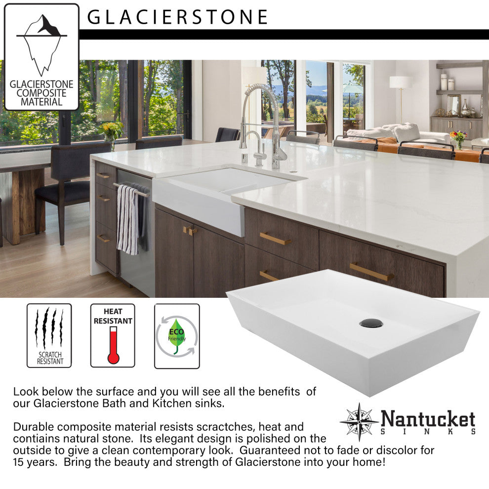 Nantucket Sinks Retrofit Glacierstone EZApron Kitchen Sink, Ns-Gseza32d