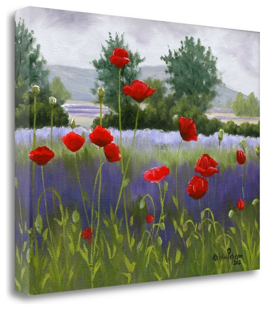 "Poppies And Lavender" By Julie Peterson, Giclee Print on Gallery Wrap Canvas