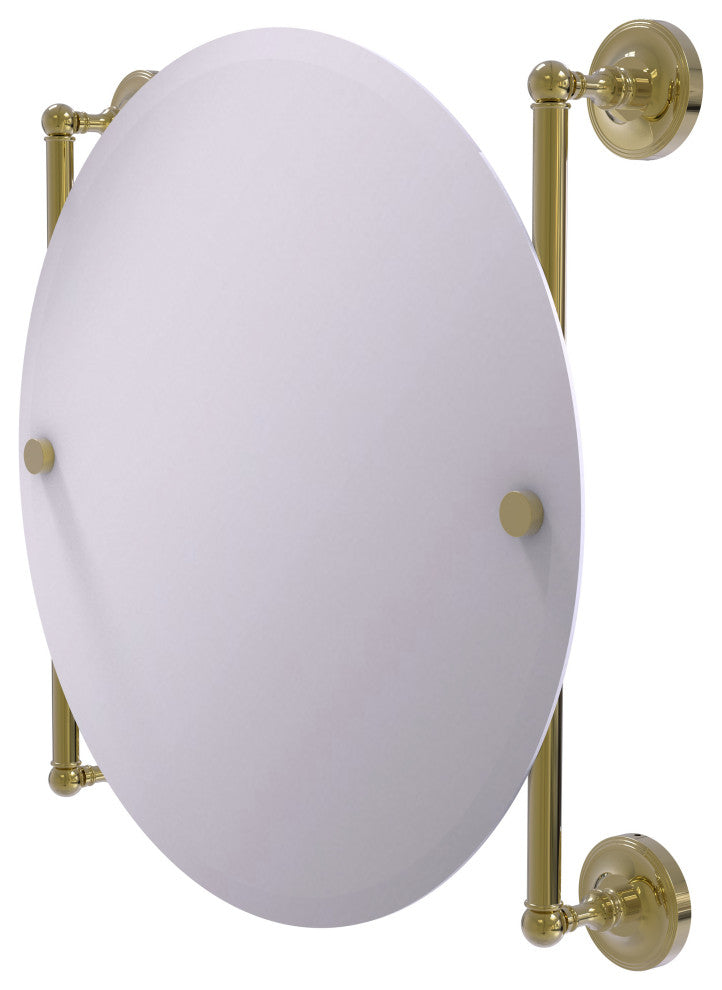 Prestige Regal Round Frameless Rail Mounted Mirror, Unlacquered Brass