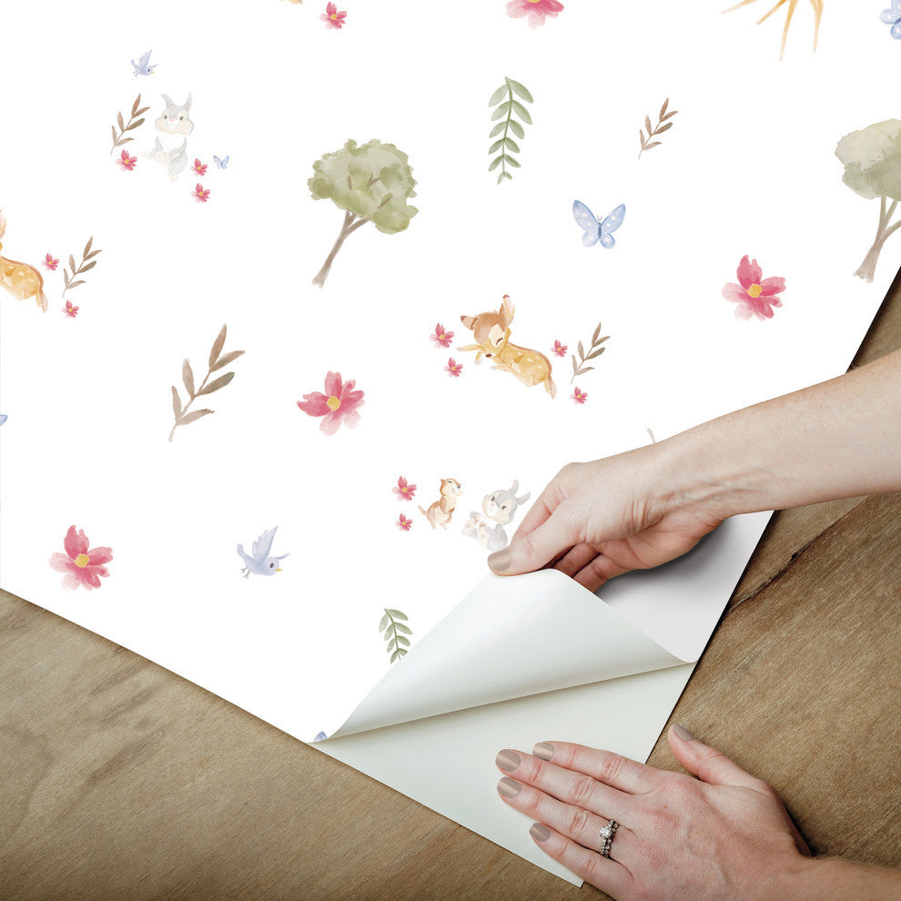 White Bambi Watercolor Peel & Stick Wallpaper