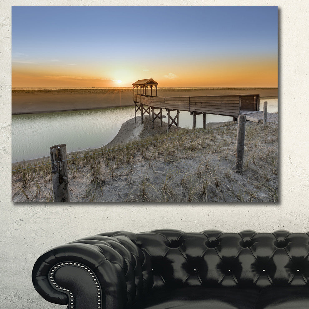 Watchtower at North Sea Dunes, Landscape Canvas Art Print, 40"x30"