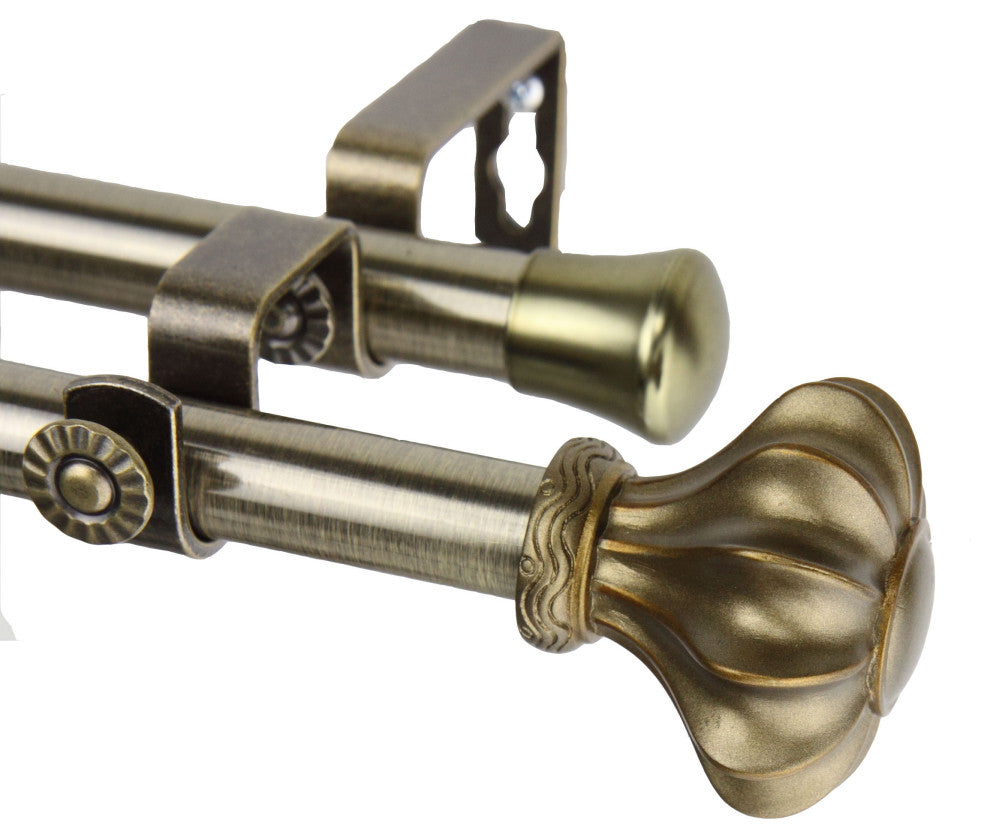 Maurice Double 13/16 inch dia. Curtain Rod, Antique Brass, 66-120"