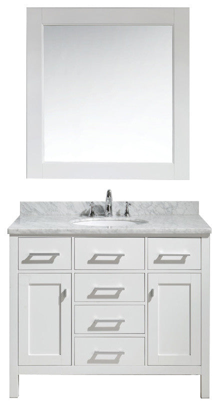 London 42" Single Sink Vanity Set, White Finish