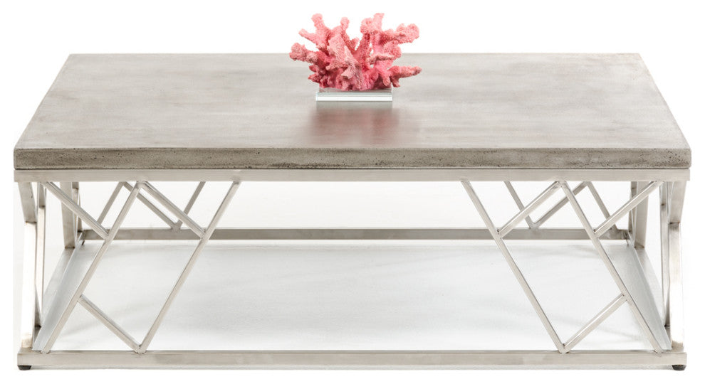 HomeRoots 13" Concrete and Steel Coffee Table