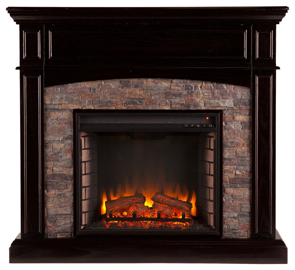 Bernard Faux Stone Corner Electric Media Fireplace
