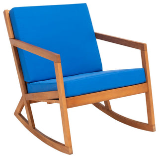 Safavieh Outdoor Vernon Rocking Chair Natural / Royal Blue