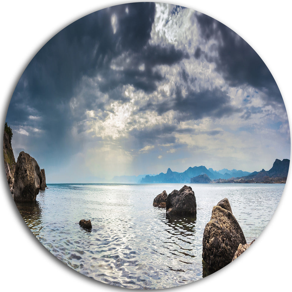 Black Seas In Crimean Peninsula Panorama, Seascape Round Wall Art, 23"