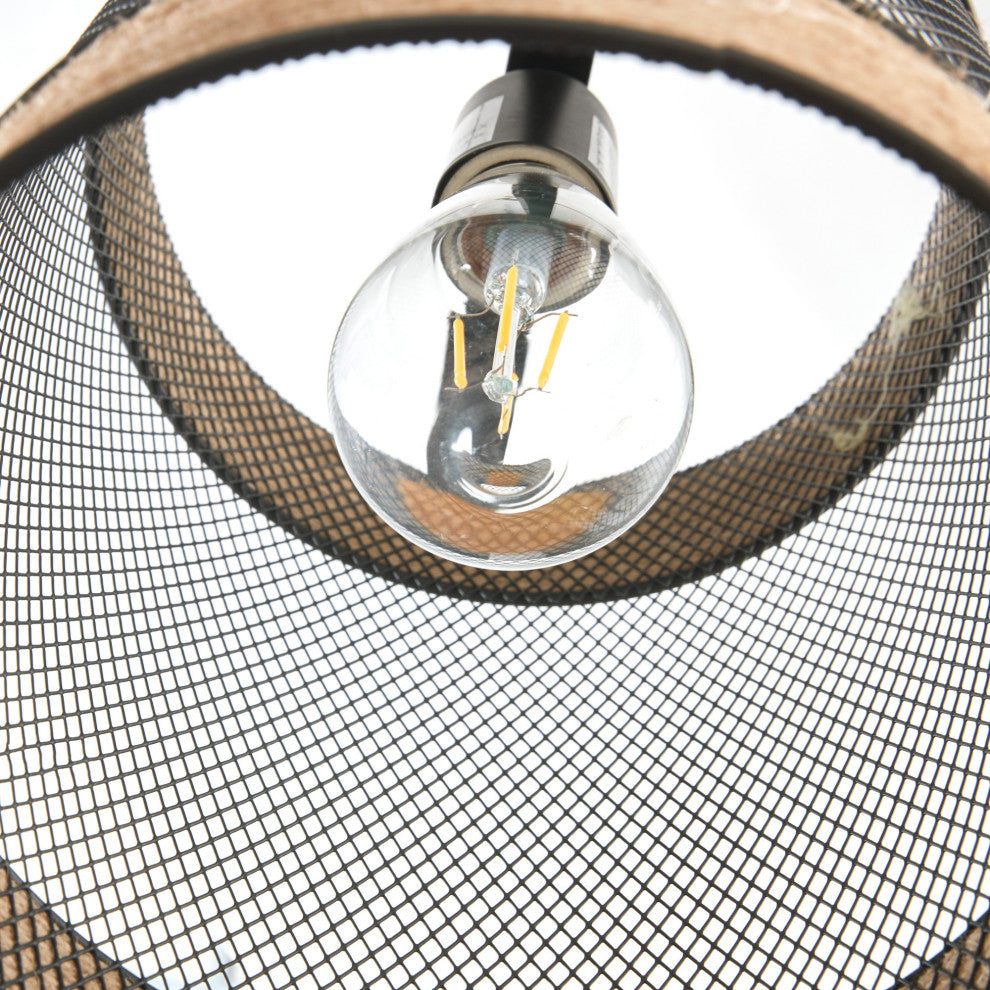 INK+IVY Orion Handmade Wrapped Hemp Rope Pendant, Natural/Black