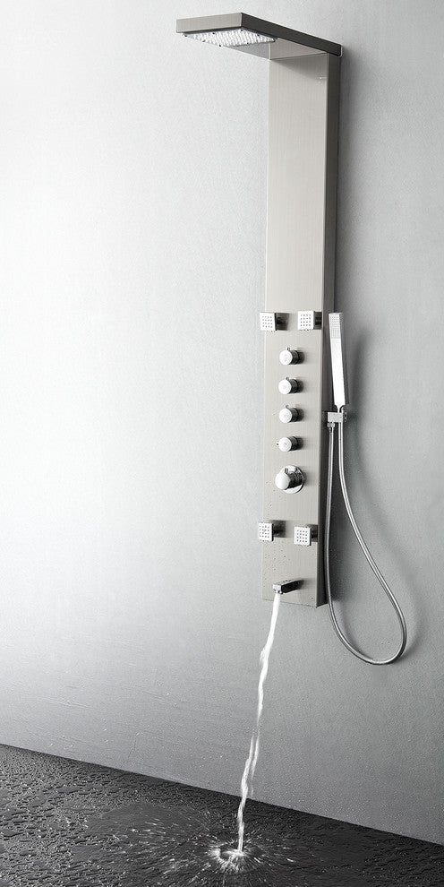 Fresca Verona Stainless Steel, Brushed Silver Thermostatic Shower Massage Panel