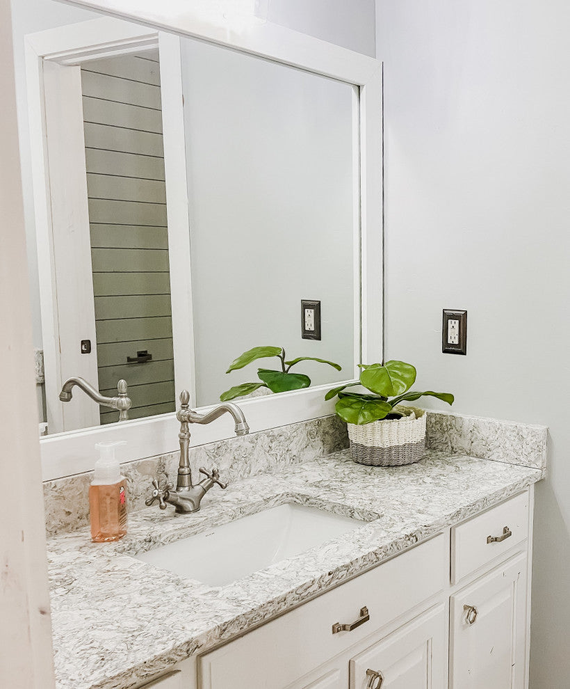 Pendleton Framed Wall Mirror, Rustic White, 20" X 36"