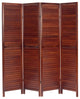6' Tall Wooden Louvered Room, Walnut, 4 Panel