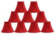 Silk Bell Chandelier Lamp Shade, 3x6x5", Red, Set of 9