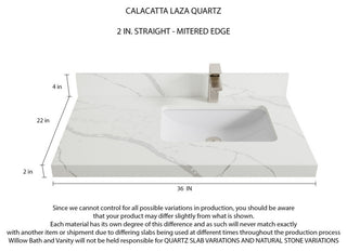 Alys Teak 36 Bathroom Vanity Right Offset Sink Whitewashed 2" Calacatta Laza