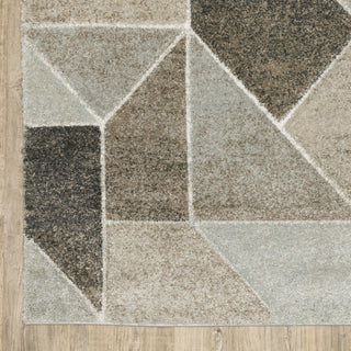 Canton Geometric Grey/Brown Indoor Area Rug, 7'10"x10'10"