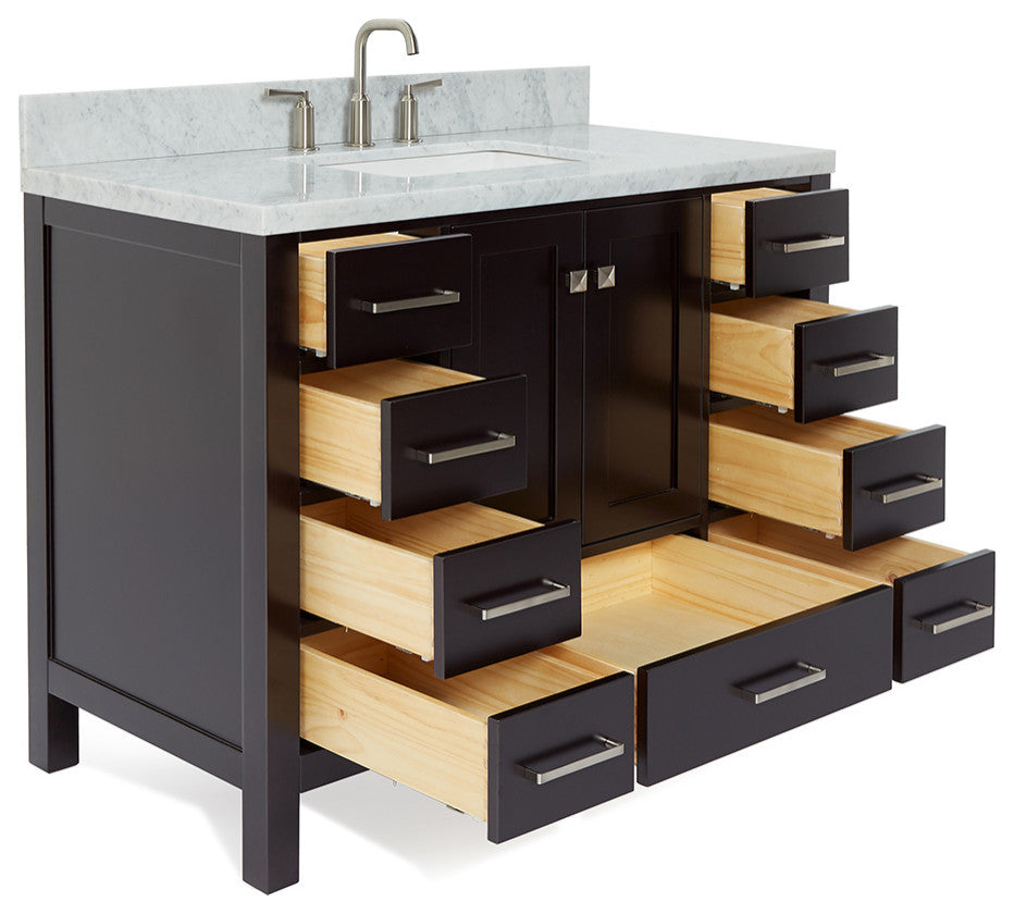 Cambridge 43" Bath Vanity With Marble Top With White Basin