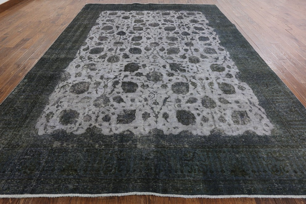 Blue Overdyed Hand-Knotted Wool Rug, 10'x13'