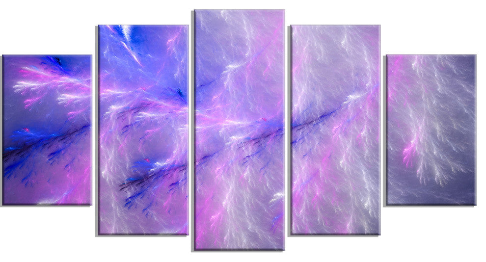 Mystic Blue Thunder Sky, Contemporary Canvas Art Print, 60"x32", 5 Panels