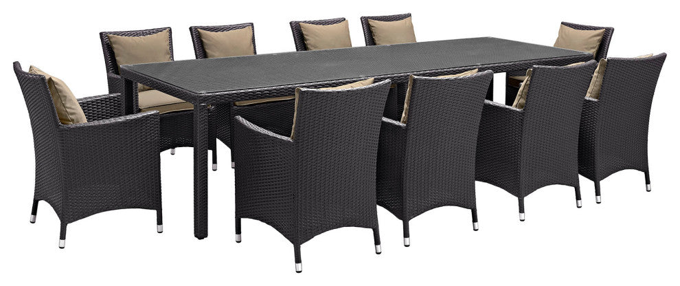 Espresso Mocha Convene 11 Piece Outdoor Patio Dining Set