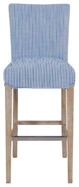 Milton Fabric Bar Stool - Blue Stripes