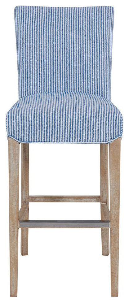 Milton Fabric Bar Stool - Blue Stripes