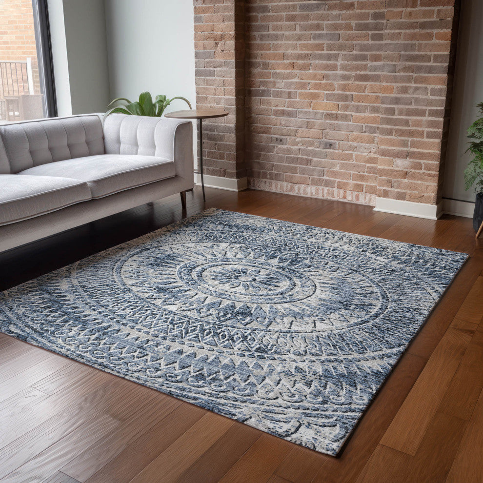 Addison Premium Washable Mayfield AMF113 Blue 5' x 7'6" Rug