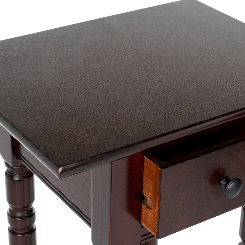 Safavieh Sabrina End Table With Storage Drawer, Dark Cherry