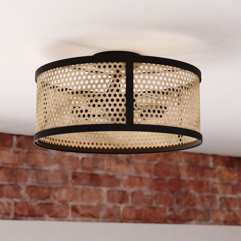 Berens 15.5" 3 Light Semi-Flush Mount Matte Black
