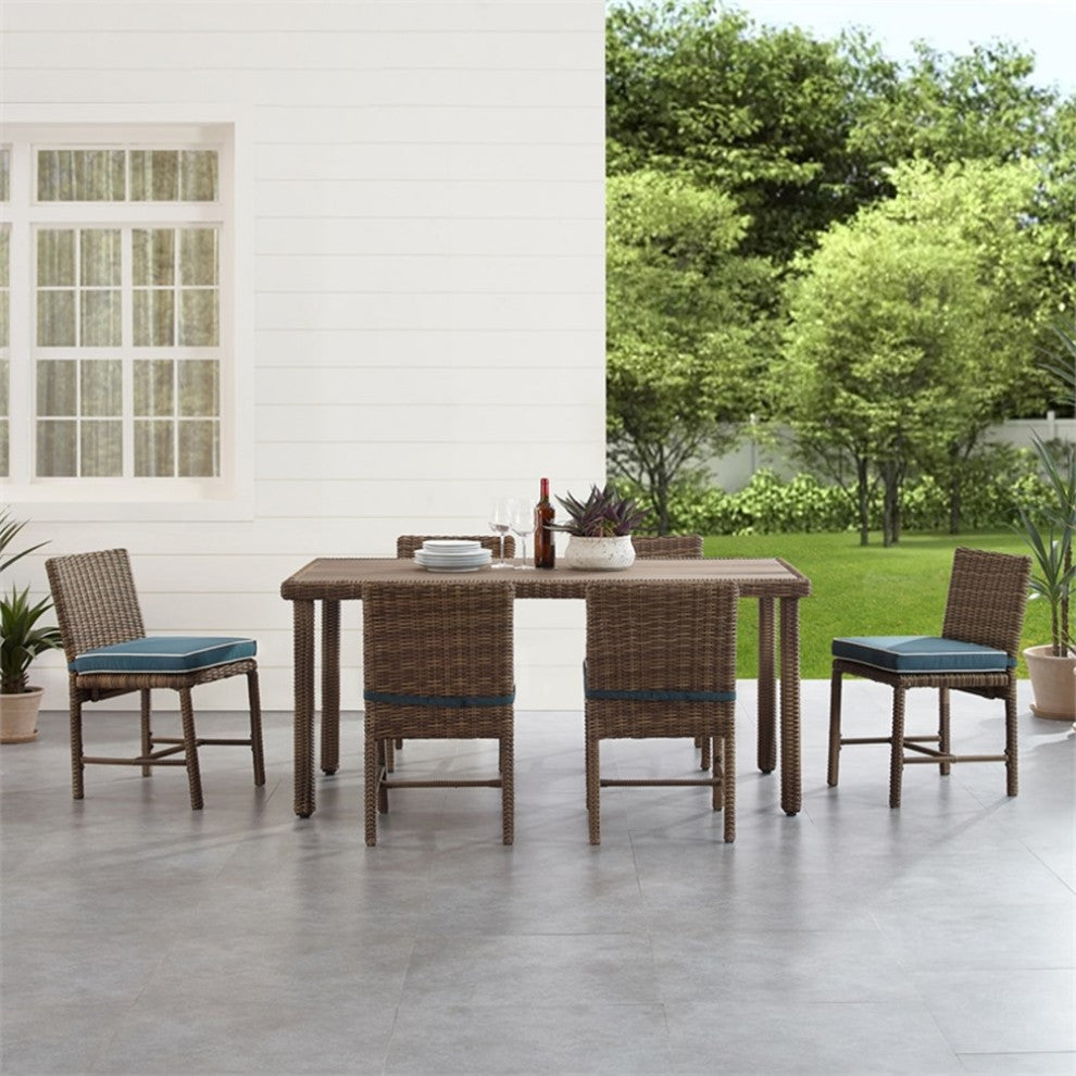 Crosley Furniture Bradenton 7-Piece Outdoor Wicker / Rattan Dining Set in Navy