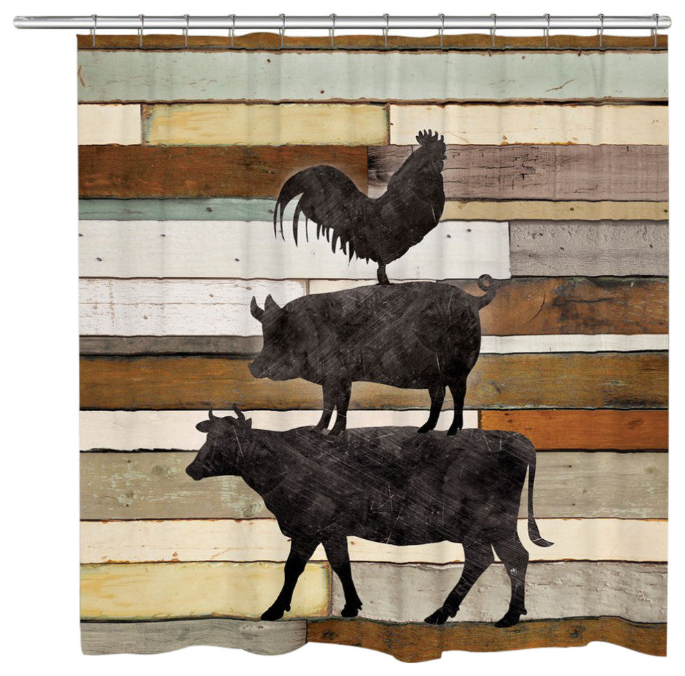 Laural Home Farmhouse Animals Shower Curtain