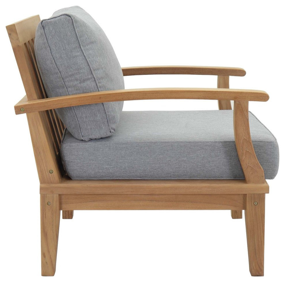 Marina Outdoor Patio Teak Armchair, Natural Gray