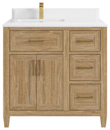 Santa Monica 36 Left Offset  Bath Vanity in Whitewashed Teak 1.5" White Quartz