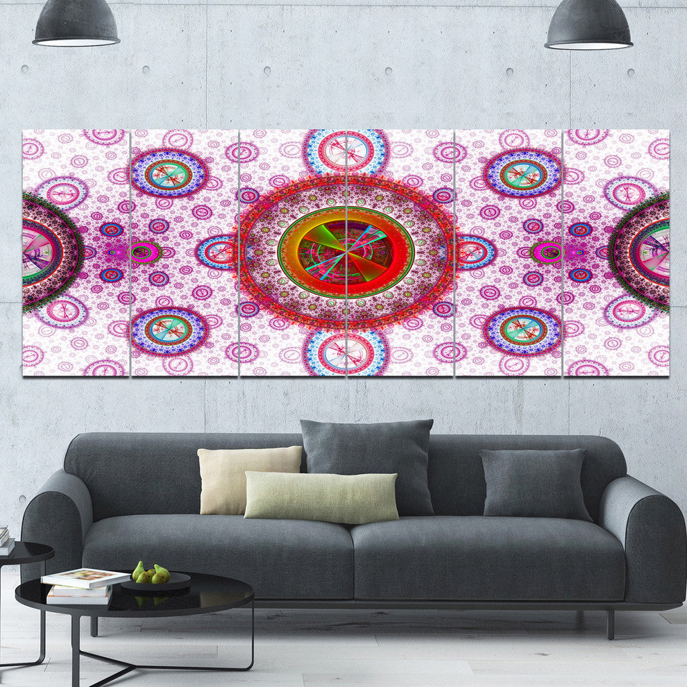 Pink Psychedelic Relaxing Art, Abstract Canvas Art Print, 70"x28", 6 Panels