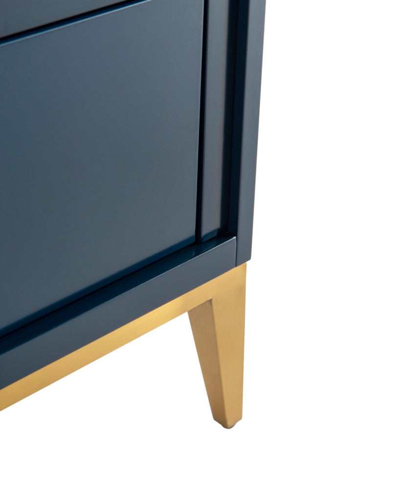 DIVANI 24" Vanity WithQuartz Counter Top, Gloss White, Navy Blue