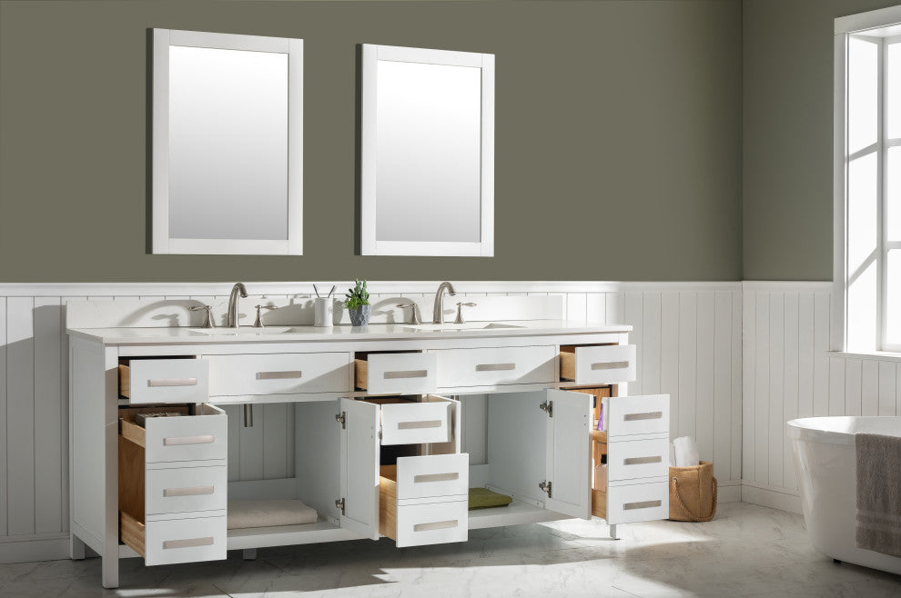 Valentino Single Vanity, White, 84"