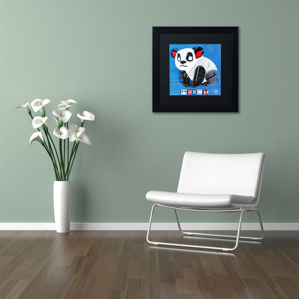 "Munch the Panda" Matted Framed Canvas Art by Design Turnpike