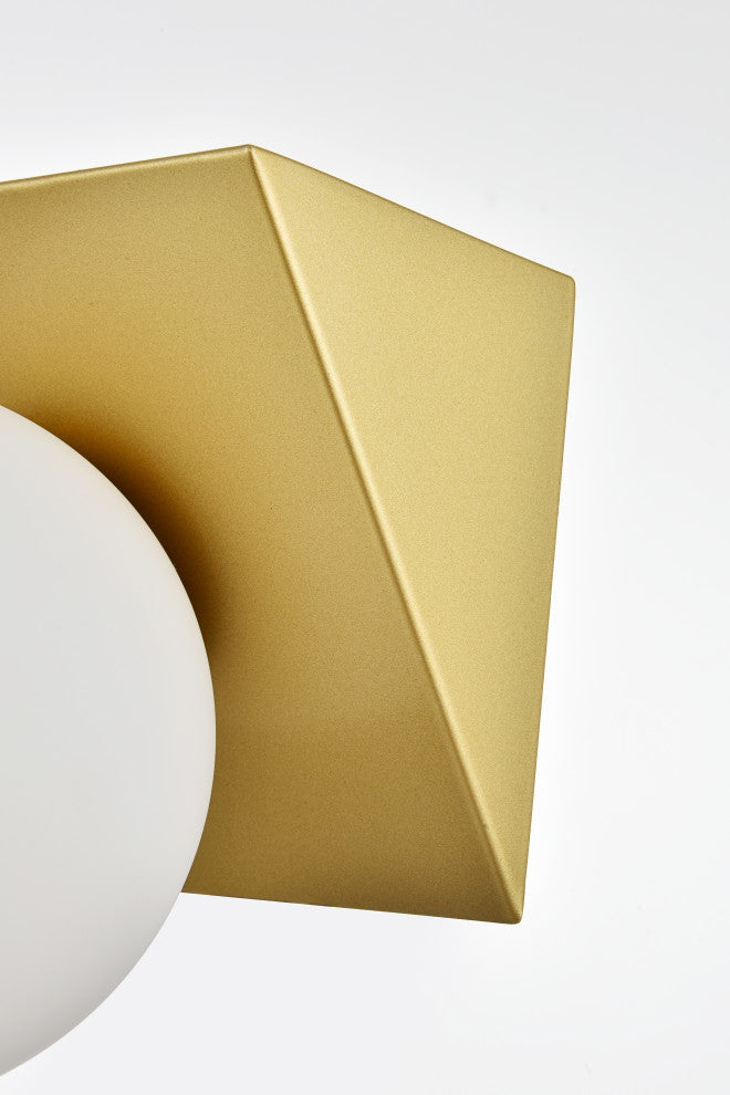 1 Light Brass And Frosted White Bath Sconce