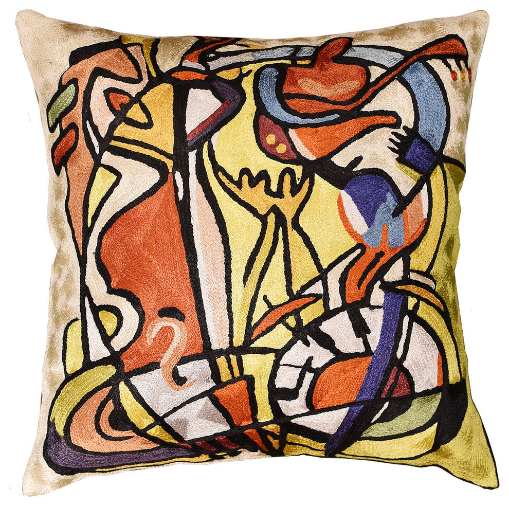 Wild Party I by Alfred Gockel Accent Pillow Cover Handmade Art Silk 18x18"