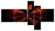 Red Fractal Butterfly in Dark, Abstract Canvas Art Print, 60"x32", 5 panels