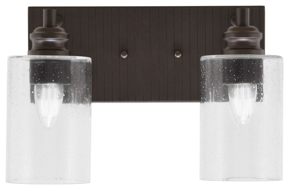 Edge 2-Light Bath Bar, Espresso Finish, 4" Clear Bubble Glass