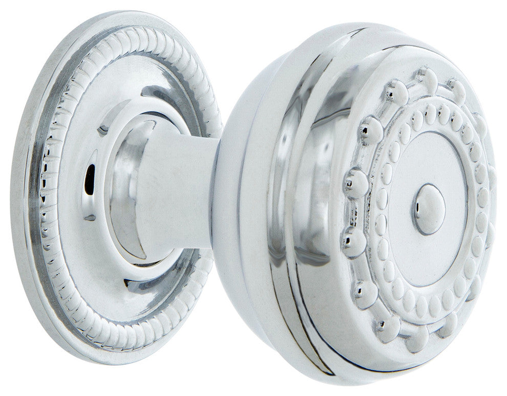Meadows Brass 1 3/8" Cabinet Knob With Rope Rose, Bright Chrome