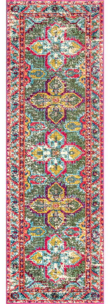 Nuloom Vintage Persian Floral Area Rug, Green 2'6"x8'Runner