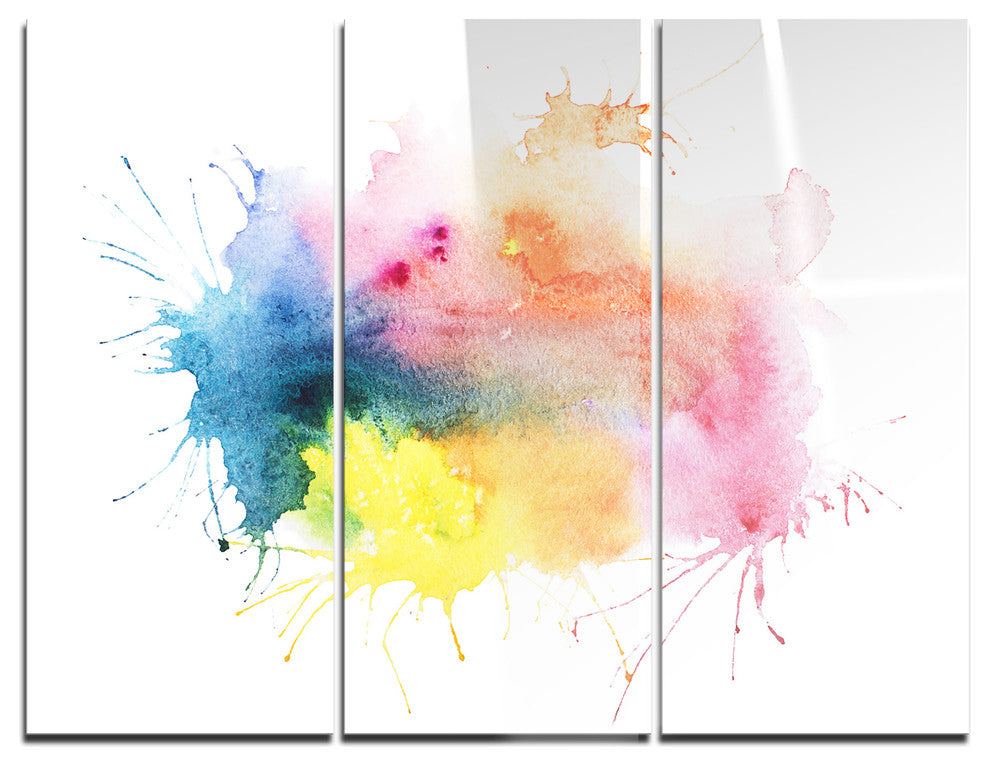 "Abstract Blots Aquarelle Art" Glossy Metal Wall Art, 3 Panels, 36"x28"