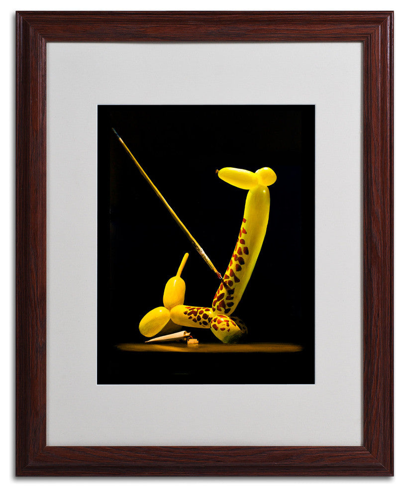 'Balloon Giraffe' Matted Framed Canvas Art by Roderick Stevens