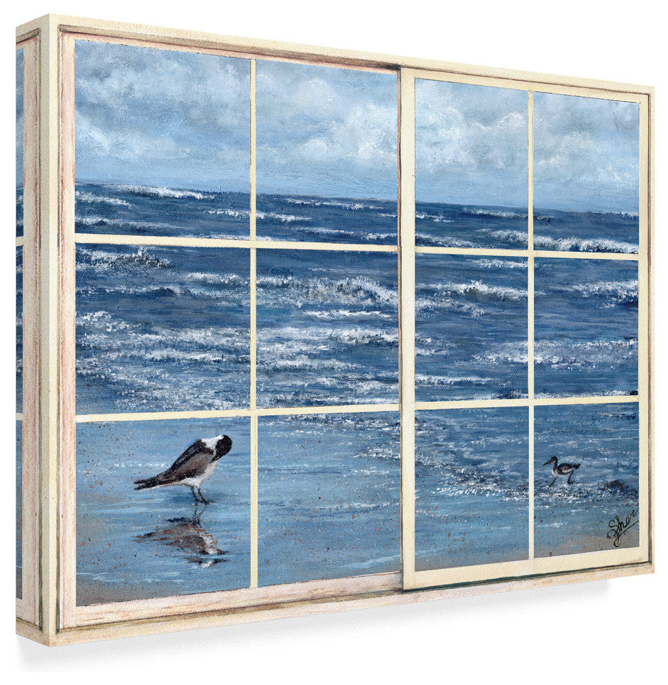 "Beach Reflections Through The Window" by Sher Sester, Canvas Art, 47"x35"