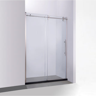 Massa Single Sliding Frameless Shower Door, Brushed Nickel, 48"x76"